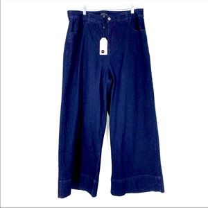 Universal Standard Women's Sz S US 14/16 Blue Carrie High Rise Wide Leg Jean NEW